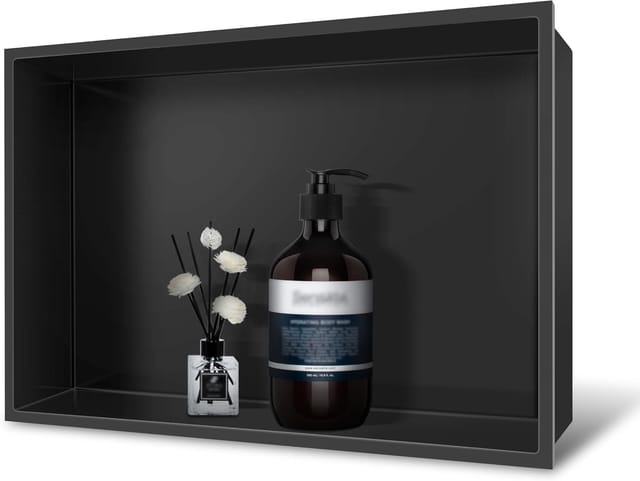 18" x 12" Stainless-Steel Shower Niche – Black – Like New