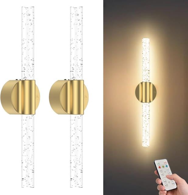 3CCT Dimmable Battery Wall Sconces Set of 2 – Gold – Open Box