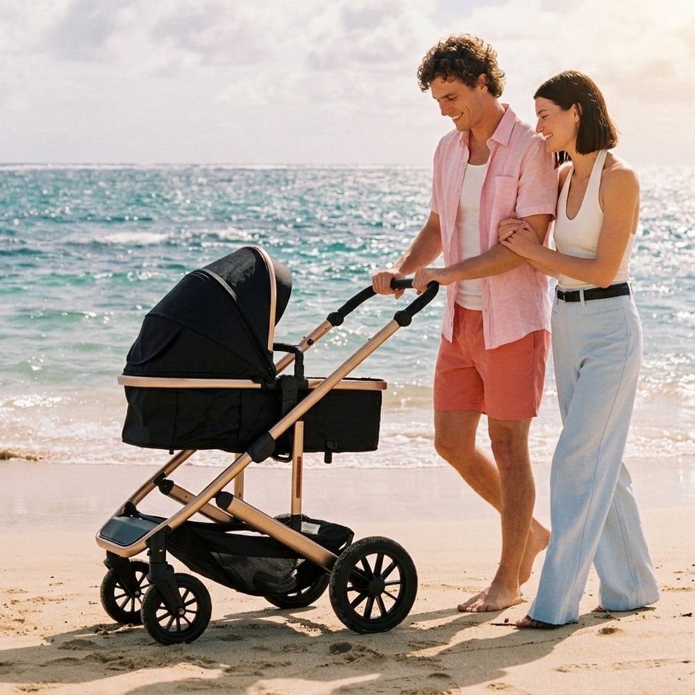 INFANS 2 in 1 Baby Stroller, Folding Newborn Pram Convertible Stroller High Landscape Shock
