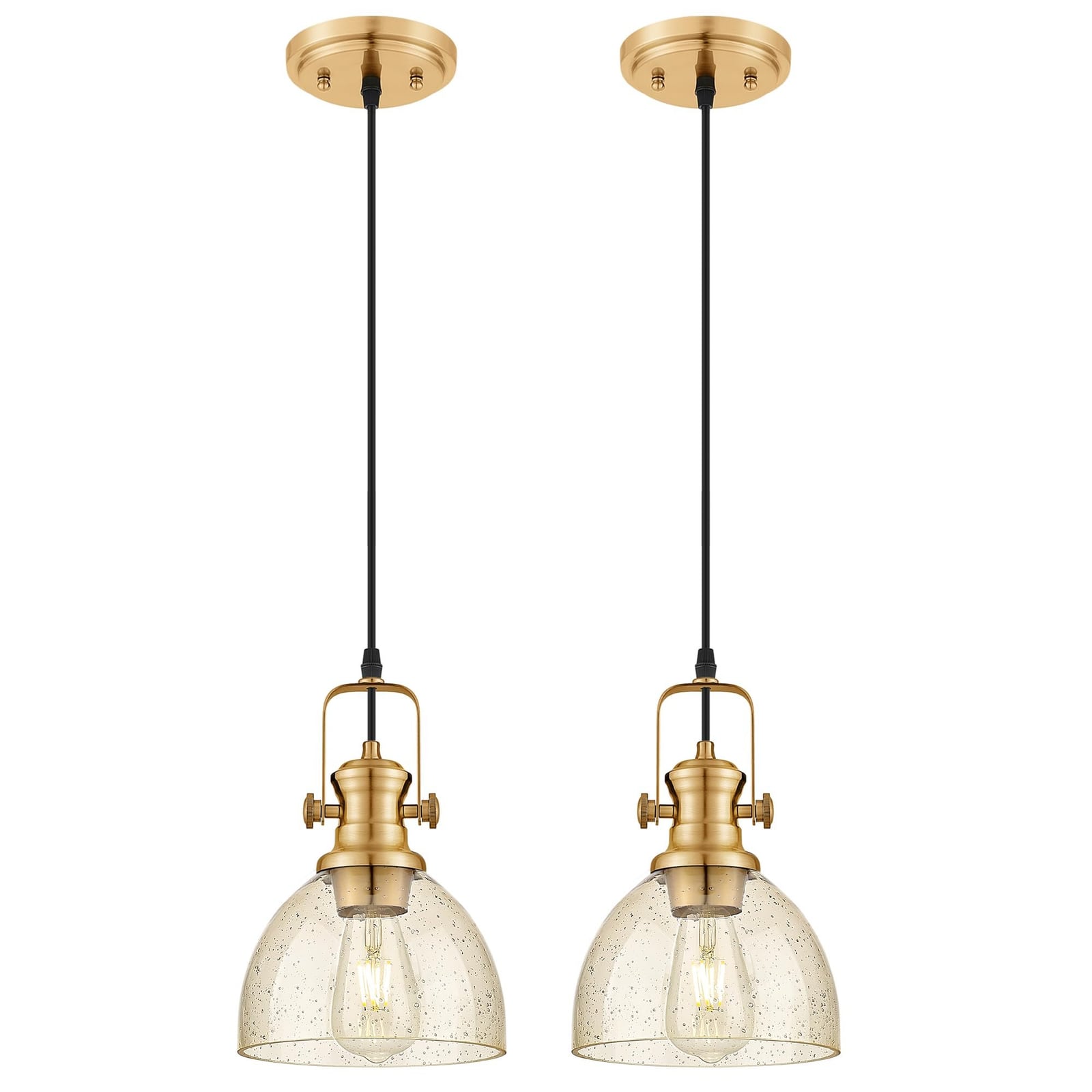 7.5" 2-Pack Brushed Gold Pendant Light AD-22151-1P2-GD-OR – Like New