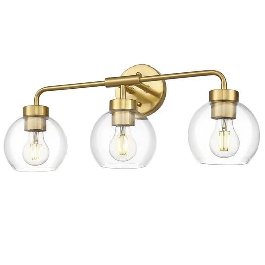 3 Light Bathroom Vanity Light Fixture – Brushed Gold – Like New