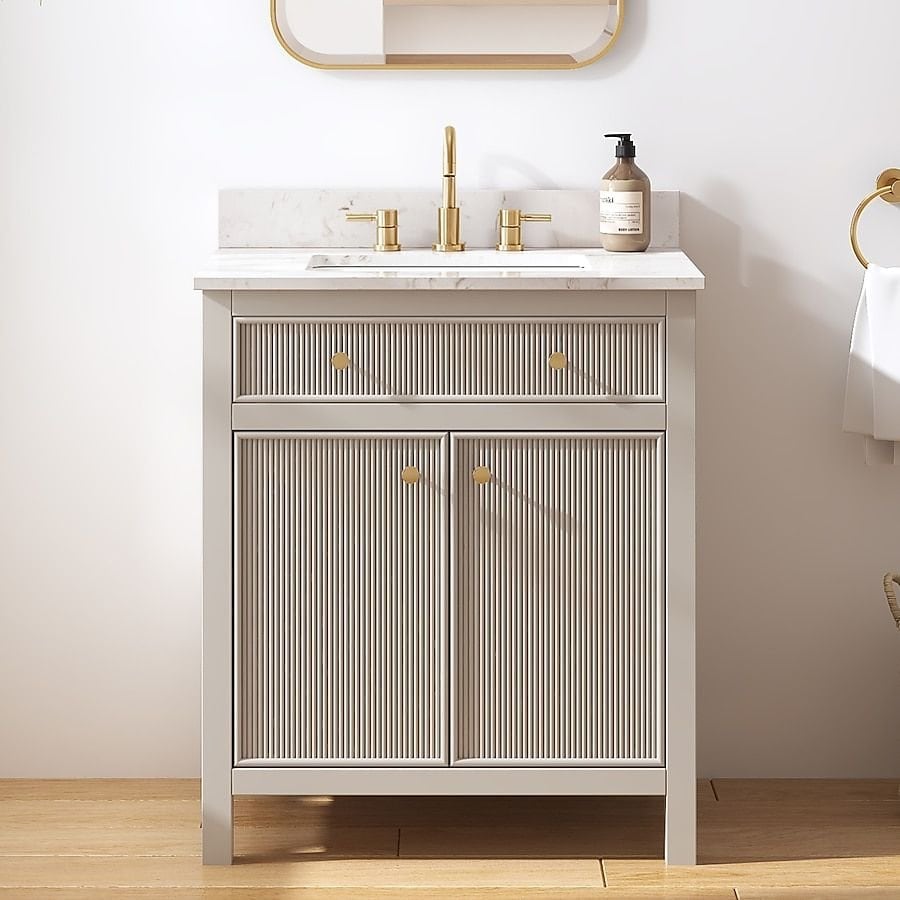 30" Allen + Roth Sandbanks Flaxen Greige Bathroom Vanity – New
