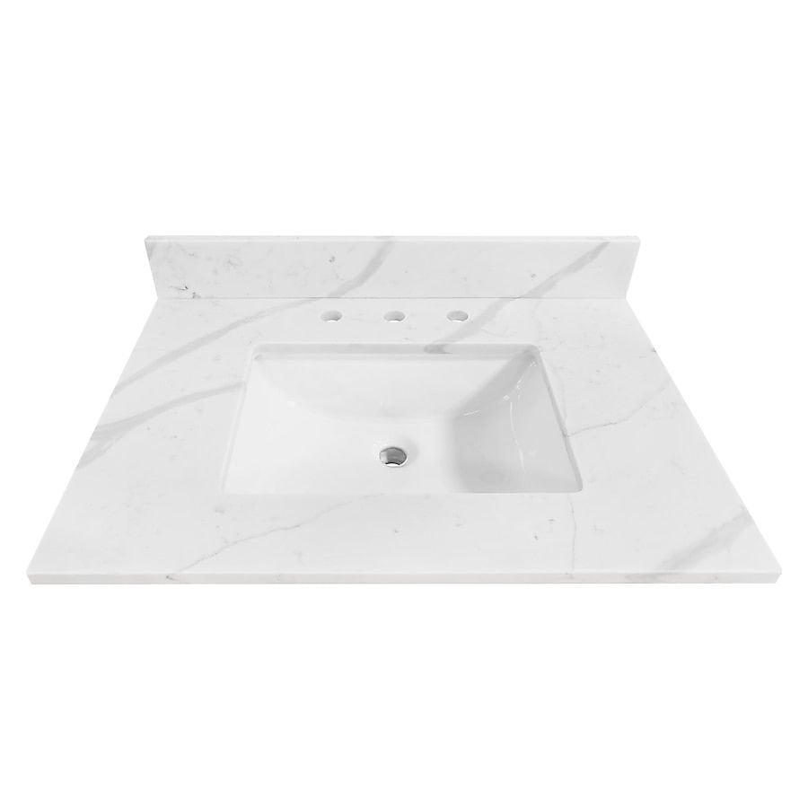 31" Allen + Roth Calacatta White Quartz Top Bathroom Vanity – Like New