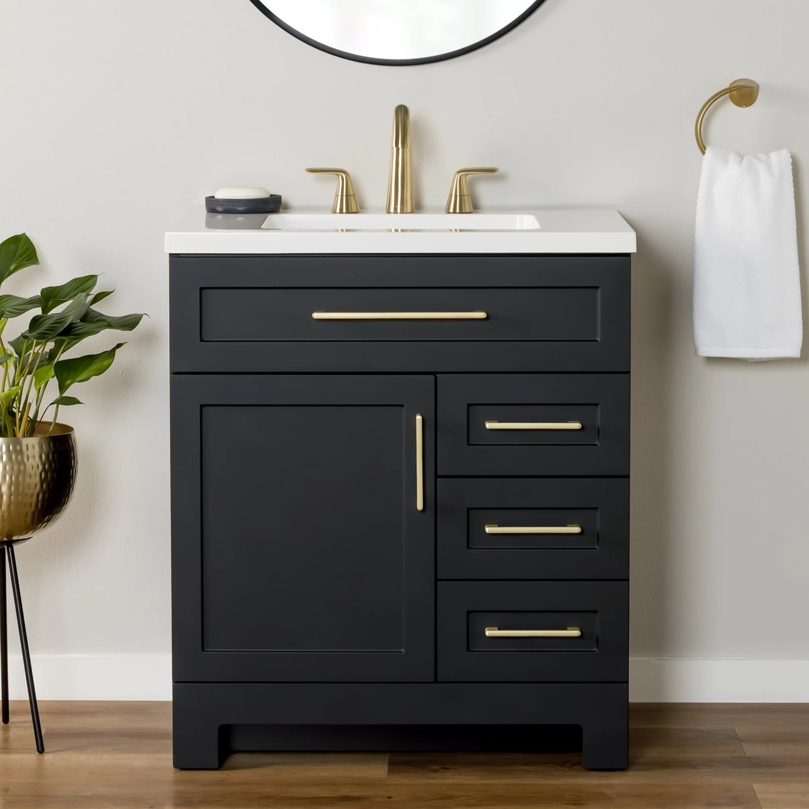 30" Cauley Black Single Sink Bathroom Vanity – New