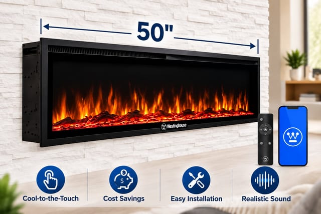 LUXURY Westinghouse Electric Fireplace with logs! – Brand New