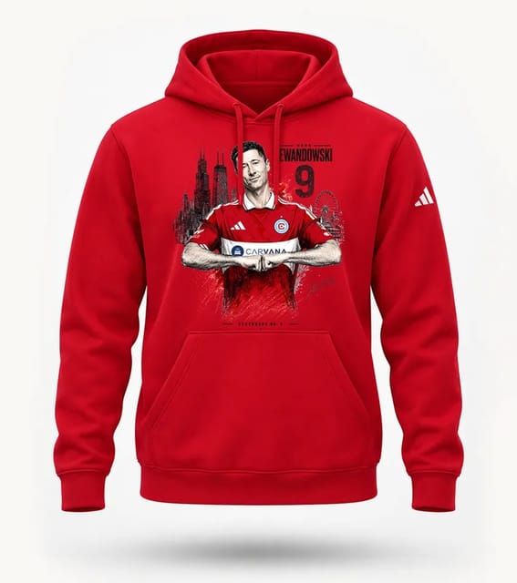 Robert Lewandowski #9 Hoodie – Red Football Hoodie